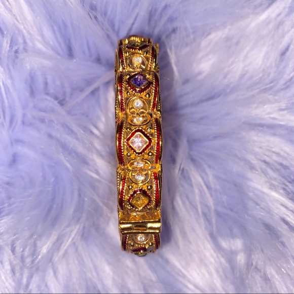 Vintage Gold Multicolored Rhinestone Bracelet - Picture 5 of 5